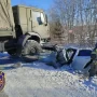 Военный КАМАЗ раздавил легковушку на трассе в Амурской области
