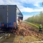 В Приамурье на трассе «Амур» сгорел полуприцеп грузовика
