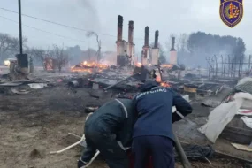 Крупный техногенный пожар тушили 16 расчетов в Приамурье